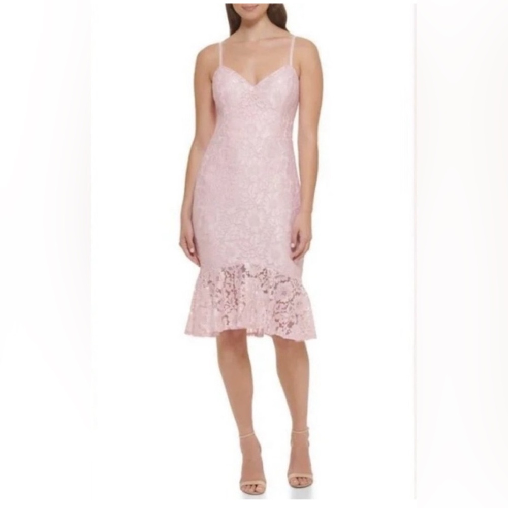 Guess Pink Lace Dress w Ruffle Hem